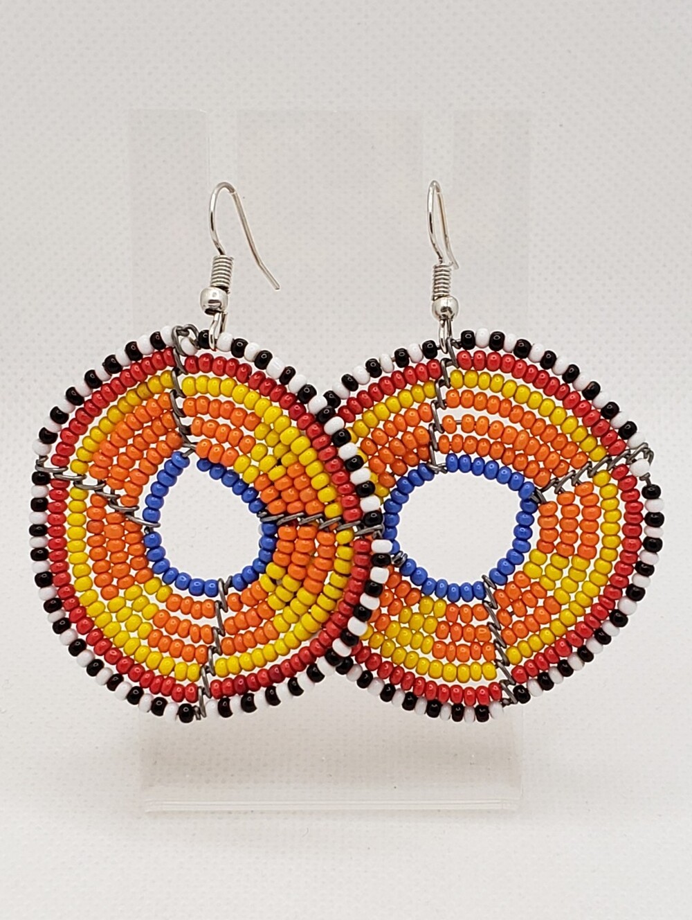 Beaded Folk Style Circle Earrings